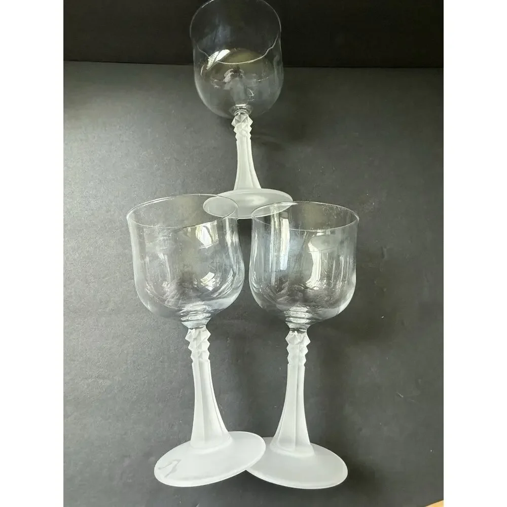 Vintage French Wine Glass by Cristal D'Arques Durand France Frosted Deco Barware